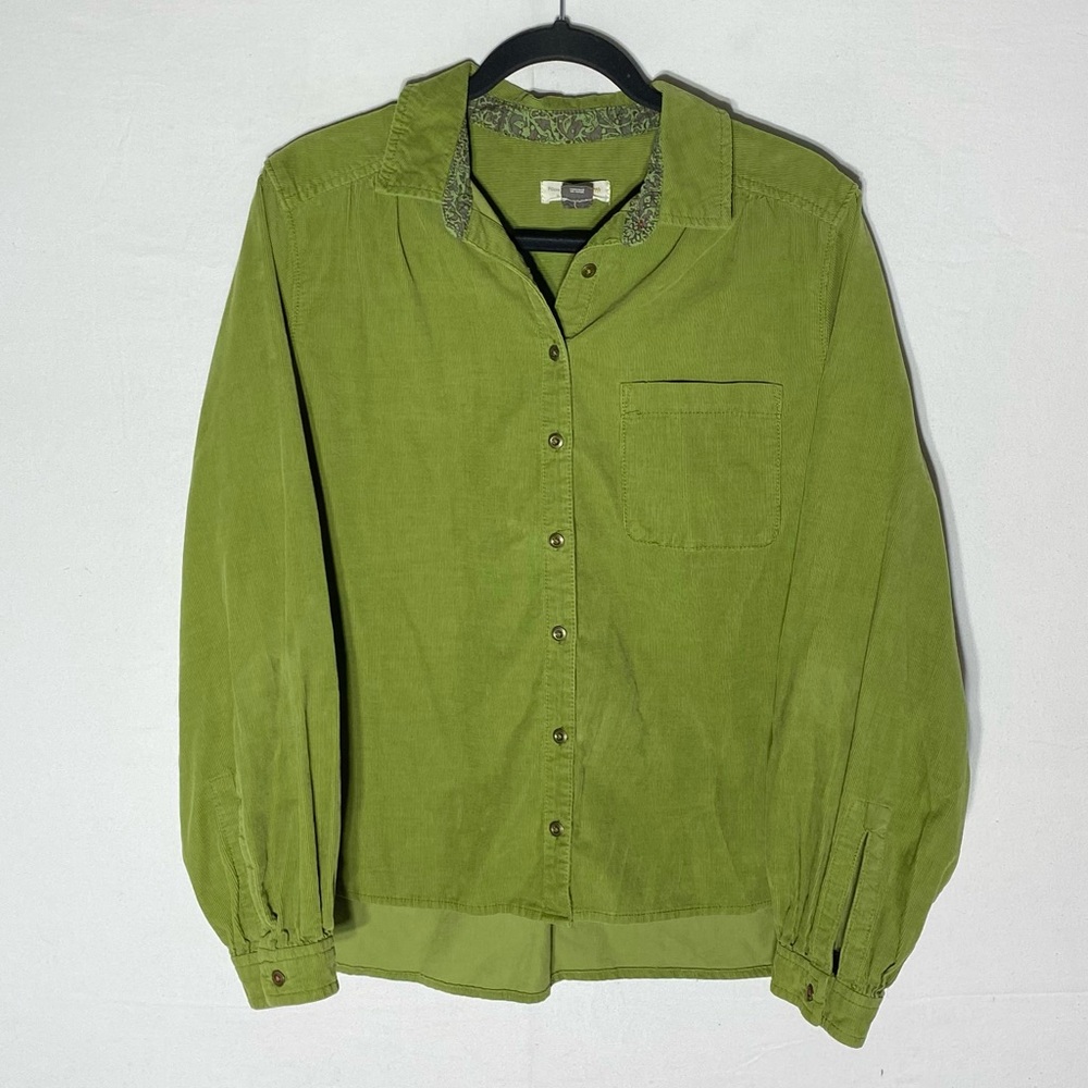 Pilcro By Anthropologie Green Cotton Corduroy Long Sleeve Button Up Shirt M